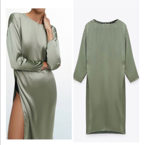 long satin effect blouse light khaki - Picture 2 of 6